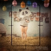 panda, ballon, foin 